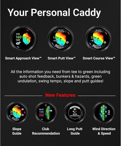 Voice Caddie T11 PRO Golf GPS Watch Bundle - Golf Swing Analyzer with Course Preview, Wind Direction/Speed - Ideal Golf Gifts for Men & Women with PlayBetter HD Screen Protectors & Portable Charger in Saudi Arabia