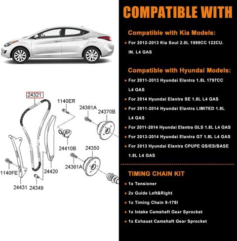 مجموعة سلسلة توقيت المحرك loosoo AT4Z6268C، متوافقة مع F-150/Flex/Taurus/Edge/Explorer/Mustang، Lincoln MKS/MKX/MKZ V6 3.7L 3.5L، شداد سلسلة التوقيت ودليل in Kuwait