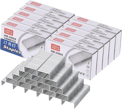 PATIKIL 24/6 Standard Staples, 6Box 6000pcs 1/4" Leg Length Flat Clinch Chisel Point Staples Jam-Free for Desk Stapler Office Desktop Home Supplies, Silver in Saudi Arabia