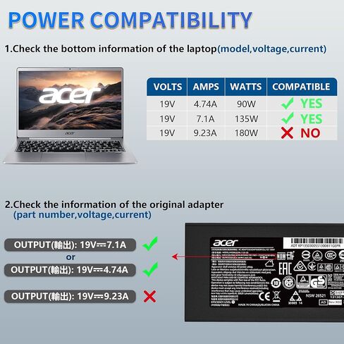 135W 19V 7.1A AC شاحن لشركة أيسر نيترو 5 الألعاب شاحن الكمبيوتر المحمول PA-1131-05 N18C3 AN515-51 AN515-41 AN515-53 AN515-52 AN515-44 AN517-51 AN515-58 AN517-54-71XG AN517-54-72Z3 محول التيار الكهربائي in Kuwait