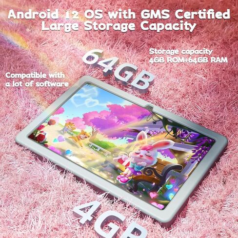 SGIN Android 12 Tablet, 10 Inch Tablet, 4GB RAM 64GB ROM with Case, Octa-Core 2.0Ghz Processor, 1280 * 800 IPS, Dual 2+5MP Camera, 6000mAh, GPS, Bluetooth, WiFi(Ivory) in Kuwait