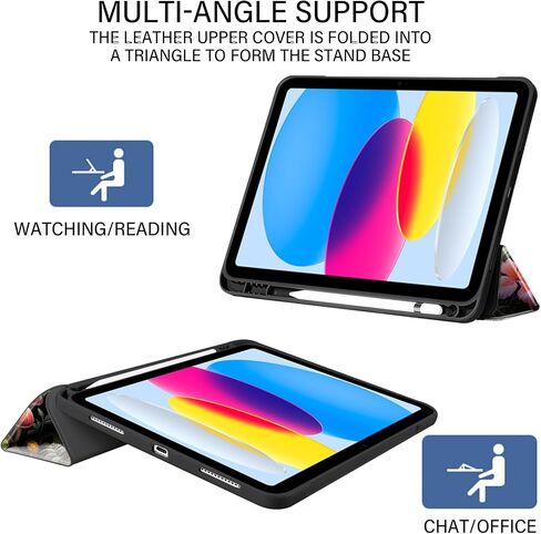 جلد فاخر متوافق مع حافظة iPad الجيل العاشر 2022، حافظة iPad 10.9 بوصة مع حامل قلم رصاص، غطاء تمساح فاخر للنوم/الاستيقاظ التلقائي للنساء والفتيات، أبيض كريمي in Kuwait