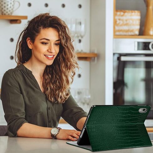 Premium Leather Compatible with iPad (A16) 11th Generation 11 Inch Case 2025,Compatible with iPad 10th Generation 10.9 Inch Case 2022,Pencil Holder Folio Crocodile Retro Women Girls-Black in Kuwait