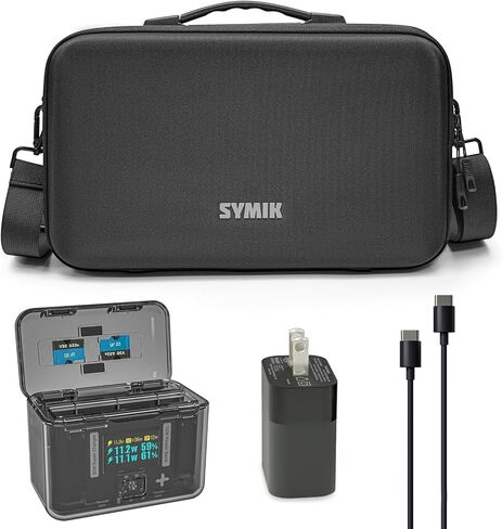 SYMIK Fast Charge Hub for Insta360 X4 Battery, 30W Dual Charger OLED Screen Intelligent Two Way Charging Case w/12W Output, Insta360 X4 Accessories, shows Battery Level (SOC) No Internal or X4 Battery in Saudi Arabia