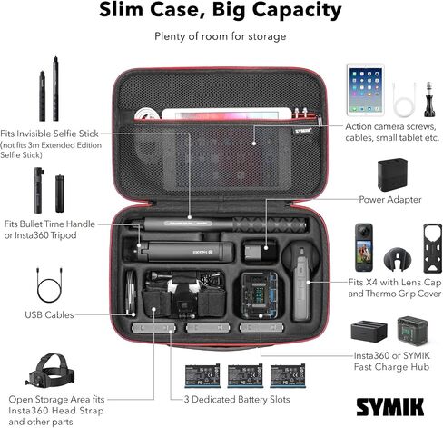 SYMIK Fast Charge Hub for Insta360 X4 Battery, 30W Dual Charger OLED Screen Intelligent Two Way Charging Case w/12W Output, Insta360 X4 Accessories, shows Battery Level (SOC) No Internal or X4 Battery in Saudi Arabia