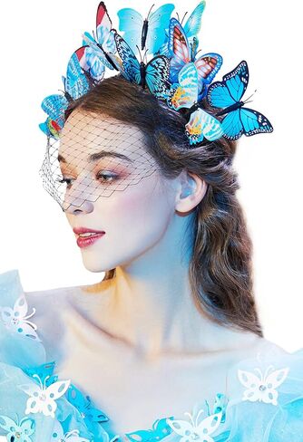 Coucoland Butterfly Fascinators Headband Veil Headband Fascinator Butterfly Headpiece for Derby Tea Party Halloween in Saudi Arabia