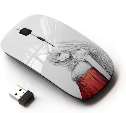 [ Optical 2.4G Wireless Mouse ] Girl Japanese Asian Anime Art Red White in Saudi Arabia