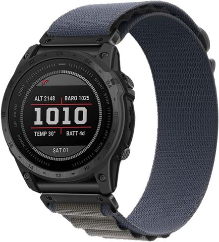 Nylon Watch Band 26mm for Garmin Fenix 7X / Fenix 6X / Fenix 5X / Enduro 2, Hook and Loop Fasteners Watch Strap with Stainless Steel Clasp for Tactix 7 Pro, Instinct, Descent in Kuwait