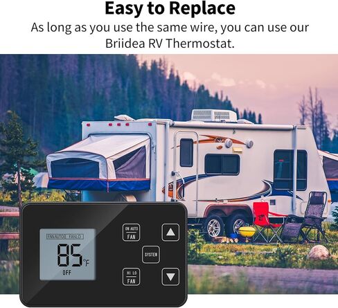 Briidea RV ترموستات متوافق مع كولمان 7330 * 335 *، 7330 * 385 *، 7330 * 336 * سلسلة، ترموستات العربة مع شاشة LCD رقمية، 55 درجة فهرنهايت - 90 درجة فهرنهايت، 12 فولت تيار مستمر، مثالي لمضخات الحرارة، مكيفات الهواء، المراوح in Kuwait