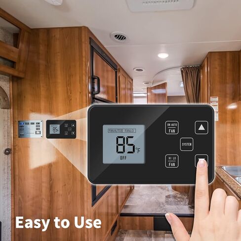 Briidea RV ترموستات متوافق مع كولمان 7330 * 335 *، 7330 * 385 *، 7330 * 336 * سلسلة، ترموستات العربة مع شاشة LCD رقمية، 55 درجة فهرنهايت - 90 درجة فهرنهايت، 12 فولت تيار مستمر، مثالي لمضخات الحرارة، مكيفات الهواء، المراوح in Kuwait