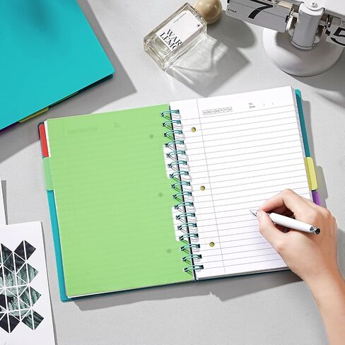 5 Subject Notebook College Ruled - 240 Pages Spiral Notebooks College Ruled with Pocket Dividers Tabs, 6.3" x 8.4", A5 Note Book for School Office Supplies Note - Black in Saudi Arabia