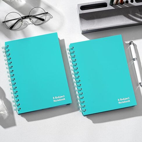 5 Subject Notebook College Ruled - 240 Pages Spiral Notebooks College Ruled with Pocket Dividers Tabs, 6.3" x 8.4", A5 Note Book for School Office Supplies Note - Black in Saudi Arabia