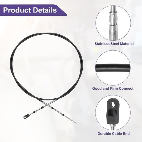 ACROPIX Universal 700cm 24FT 33C/3300 كابل التحكم في دواسة الوقود للقوارب البحرية أسود مع رأس تثبيت لمحرك Yamaha الخارجي - حزمة من 2 in Saudi Arabia