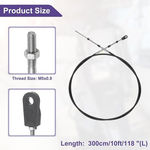 ACROPIX Universal 700cm 24FT 33C/3300 كابل التحكم في دواسة الوقود للقوارب البحرية أسود مع رأس تثبيت لمحرك Yamaha الخارجي - حزمة من 2 in Saudi Arabia
