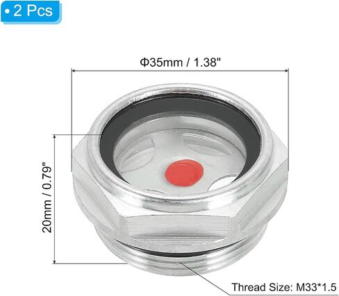 PATIKIL Air Compressor Oil Sight Glass, 2 Pack M27x2 Male Thread Aluminum Alloy Oil Liquid Level Gauge Air Compressor Parts with O-ring in Saudi Arabia