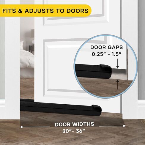 Door Draft Stopper, 36 inch Black Under Door Bottom Gap Draft Noise Blocker, Adjustable Double(Twin) Door Seal Protector Guard for Cold Air, Wind, Sound, Light, Dust in Saudi Arabia