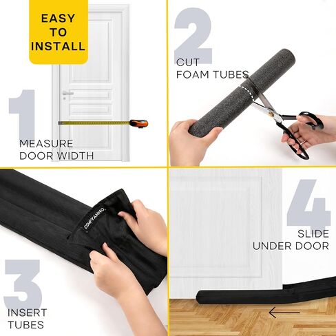 Door Draft Stopper, 36 inch Black Under Door Bottom Gap Draft Noise Blocker, Adjustable Double(Twin) Door Seal Protector Guard for Cold Air, Wind, Sound, Light, Dust in Saudi Arabia