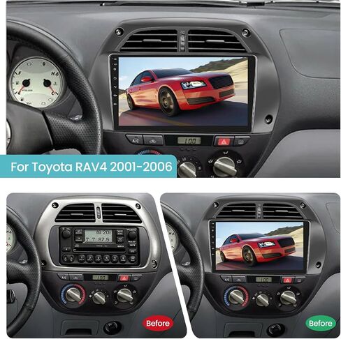 [2 جيجابايت + 64 جيجابايت] راديو سيارة بشاشة لمس 9 بوصة لسيارة Toyota RAV4 2001-2006، ستيريو سيارة Android 13 مع Apple Carplay وAndroid Auto / 1080P / WiFi/GPS/SWC + كاميرا احتياطية AHD + ميكروفون in Saudi Arabia