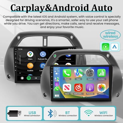 [2 جيجابايت + 64 جيجابايت] راديو سيارة بشاشة لمس 9 بوصة لسيارة Toyota RAV4 2001-2006، ستيريو سيارة Android 13 مع Apple Carplay وAndroid Auto / 1080P / WiFi/GPS/SWC + كاميرا احتياطية AHD + ميكروفون in Saudi Arabia