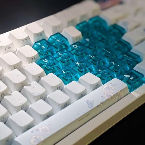 مجموعة أغطية مفاتيح شفافة كريستالية زرقاء، 114 مفتاحًا أغطية مفاتيح شفافة لملف الكرز للوحة مفاتيح الألعاب الميكانيكية Cherry MX ذات الإضاءة الخلفية اللاسلكية Gateron Mx in Kuwait