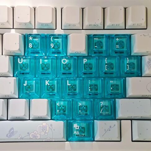 مجموعة أغطية مفاتيح شفافة كريستالية زرقاء، 114 مفتاحًا أغطية مفاتيح شفافة لملف الكرز للوحة مفاتيح الألعاب الميكانيكية Cherry MX ذات الإضاءة الخلفية اللاسلكية Gateron Mx in Kuwait