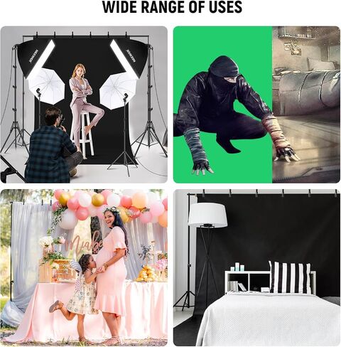 NEEWER Photography Lighting Kit with Backdrops,8.5x10ft Backdrop Stands,5700K 800W Equivalent 24W LED Umbrella Softbox Continuous Lighting,60cm Light Reflector, Photo Studio Equipment for Video Shoot in Kuwait