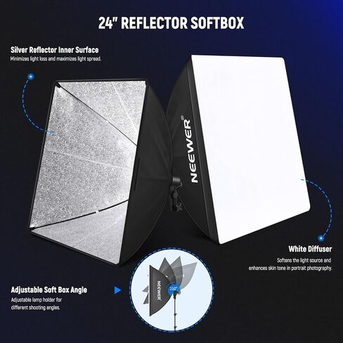 NEEWER Photography Lighting Kit with Backdrops,8.5x10ft Backdrop Stands,5700K 800W Equivalent 24W LED Umbrella Softbox Continuous Lighting,60cm Light Reflector, Photo Studio Equipment for Video Shoot in Kuwait