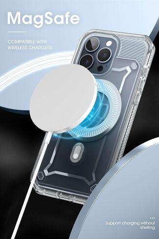 SUPCASE Case for iPhone 15 Pro (2023) 6.1 Inch, Compatible with MagSafe Full Body Protection Rugged Shockproof [UB Pro Mag] with Screen Protector, Kickstand, Belt Clip (Grey) in Saudi Arabia
