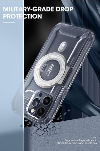 SUPCASE Case for iPhone 15 Pro (2023) 6.1 Inch, Compatible with MagSafe Full Body Protection Rugged Shockproof [UB Pro Mag] with Screen Protector, Kickstand, Belt Clip (Grey) in Saudi Arabia