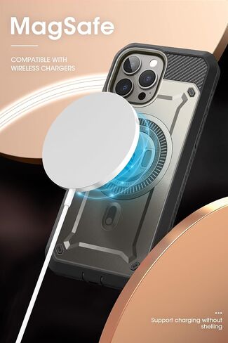 SUPCASE Case for iPhone 15 Pro (2023) 6.1 Inch, Compatible with MagSafe Full Body Protection Rugged Shockproof [UB Pro Mag] with Screen Protector, Kickstand, Belt Clip (Grey) in Saudi Arabia