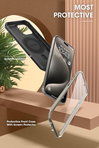 SUPCASE Case for iPhone 15 Pro (2023) 6.1 Inch, Compatible with MagSafe Full Body Protection Rugged Shockproof [UB Pro Mag] with Screen Protector, Kickstand, Belt Clip (Grey) in Saudi Arabia