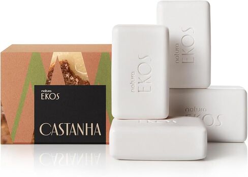natura - Ekos Castanha (Brazil Nut) Creamy Bar Soap Set (4 Pack) - 4 Creamy Soap Bars - 97% Natural - 100% Pure Vegetable Oils - Vegan Skin Care - Brazilian Beauty Secrets - Self Care - 3.5oz (100g) in Saudi Arabia