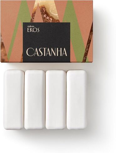 natura - Ekos Castanha (Brazil Nut) Creamy Bar Soap Set (4 Pack) - 4 Creamy Soap Bars - 97% Natural - 100% Pure Vegetable Oils - Vegan Skin Care - Brazilian Beauty Secrets - Self Care - 3.5oz (100g) in Saudi Arabia