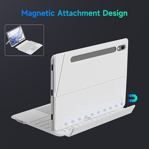 حافظات لوحة المفاتيح nimin قابلة للفصل لجهاز Samsung Galaxy Tab S9 Plus/S9FE Plus مقاس 12.4 بوصة، حامل قلم S مدمج، لوحة التتبع، إضاءة خلفية 7 ألوان، مفاتيح الاختصار، حامل زوايا عرض لا نهائية، النوم/الاستيقاظ التلقائي in Kuwait