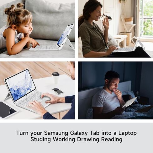 حافظات لوحة المفاتيح nimin قابلة للفصل لجهاز Samsung Galaxy Tab S9 Plus/S9FE Plus مقاس 12.4 بوصة، حامل قلم S مدمج، لوحة التتبع، إضاءة خلفية 7 ألوان، مفاتيح الاختصار، حامل زوايا عرض لا نهائية، النوم/الاستيقاظ التلقائي in Kuwait