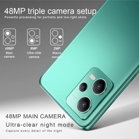 Xiaomi Redmi Note 12 5G (256 جيجابايت + 8 جيجابايت) (Tmobile Tello والعالمي) كاميرا ثلاثية غير مقفلة مقاس 6.67 بوصة بدقة 48 ميجابكسل + إضافية (مع حزمة شاحن سيارة سريعة) (أخضر الغابة (عالميًا)) in Saudi Arabia