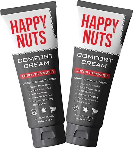 HAPPY NUTS Comfort Cream Deodorant For Men: Anti-Chafing Sweat Defense, Odor Control, Aluminum-Free Mens Deodorant & Hygiene Products for Men's Private Parts 3.4 oz.(3 Pack, Original) in Saudi Arabia