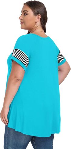 بلوزة نسائية من LARACE مقاس كبير تونيك صيفي بأكمام قصيرة كاجوال ورقبة دائرية in Kuwait