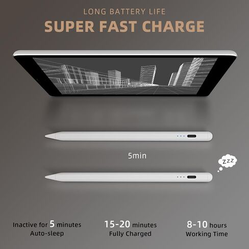 Stylus Pen for Apple iPad 2018 or Later with 15 Minutes Fast Charge, iPad Pencil Compatible with iPad 6/7/8/9th, iPad Mini 5/6, iPad Air 3/4/5th, iPad Pro 11" 1/2/3, iPad Pro 12.9" 3/4/5th gen in Saudi Arabia