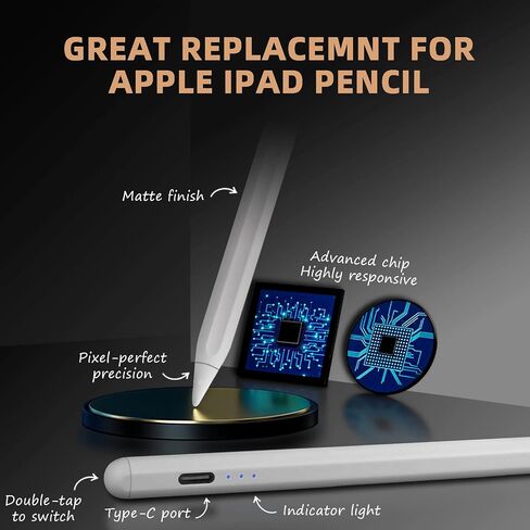 Stylus Pen for Apple iPad 2018 or Later with 15 Minutes Fast Charge, iPad Pencil Compatible with iPad 6/7/8/9th, iPad Mini 5/6, iPad Air 3/4/5th, iPad Pro 11" 1/2/3, iPad Pro 12.9" 3/4/5th gen in Saudi Arabia