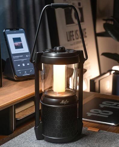 مكبر صوت بلوتوث محمول مقاوم للماء من MIFA Lyra Retro مع فتحة بطاقة Micro SD، 3 أوضاع أضواء ليلية LED لغرفة النوم/ديكور المنزل وفي الهواء الطلق، هدايا أدوات إلكترونية رائعة للرجال والنساء، أبيض in Kuwait