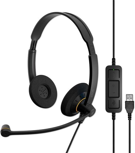 سماعة رأس سلكية احترافية EPOS Impact SC 60 USB ML للاتصالات الموحدة، ميكروفون لإلغاء الضوضاء، صوت، منفذ USB، تصميم مريح، مثالية للاستخدام المكتبي in Kuwait