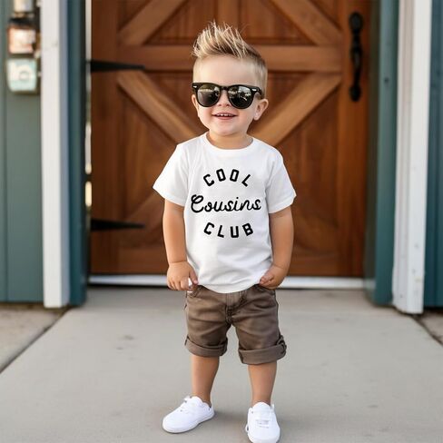 Cousin Shirt Toddler Baby Boy Girl Cool Cousins Club Letters Print T-Shirt Kid Summer Short Sleeve Casual Tees Top in Saudi Arabia