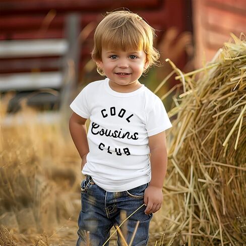 Cousin Shirt Toddler Baby Boy Girl Cool Cousins Club Letters Print T-Shirt Kid Summer Short Sleeve Casual Tees Top in Saudi Arabia
