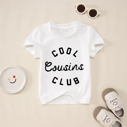 Cousin Shirt Toddler Baby Boy Girl Cool Cousins Club Letters Print T-Shirt Kid Summer Short Sleeve Casual Tees Top in Saudi Arabia