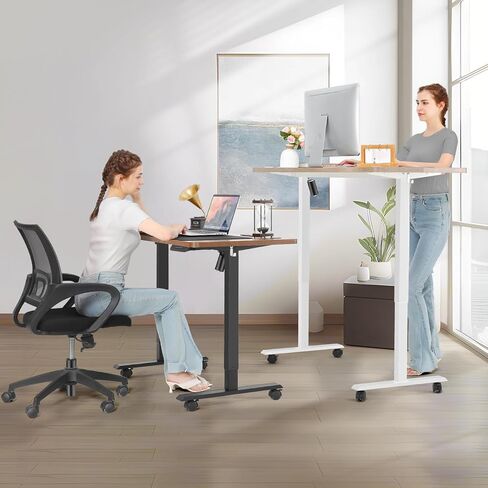 farexon Electric Height Adjustable 55 x 24 inch Standing Desk with Charging Station, Stand up Desk with Oversized Mouse Pad, Ergonomic Curved Workstation, 4 Caster, 4 Preset Heights Easy to Set in Kuwait