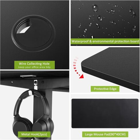 farexon Electric Height Adjustable 55 x 24 inch Standing Desk with Charging Station, Stand up Desk with Oversized Mouse Pad, Ergonomic Curved Workstation, 4 Caster, 4 Preset Heights Easy to Set in Kuwait