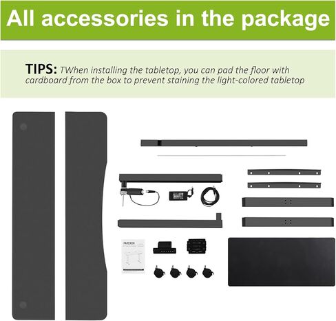 farexon Electric Height Adjustable 55 x 24 inch Standing Desk with Charging Station, Stand up Desk with Oversized Mouse Pad, Ergonomic Curved Workstation, 4 Caster, 4 Preset Heights Easy to Set in Kuwait