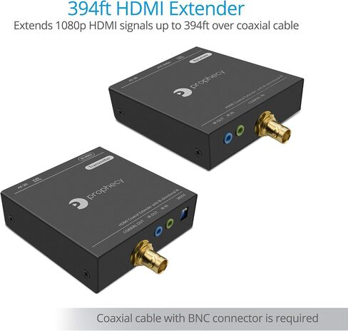 مجموعة موسع gofanco Prophecy 1080p HDMI عبر كابل محوري - 120 مترًا (394 قدمًا) @ 1080p 60 هرتز HDMI عبر المحور، الأشعة تحت الحمراء ثنائية الاتجاه، EDID، 6.75 جيجابت في الثانية، صوت 7.1 قناة (PRO-CoaxExt) in Kuwait