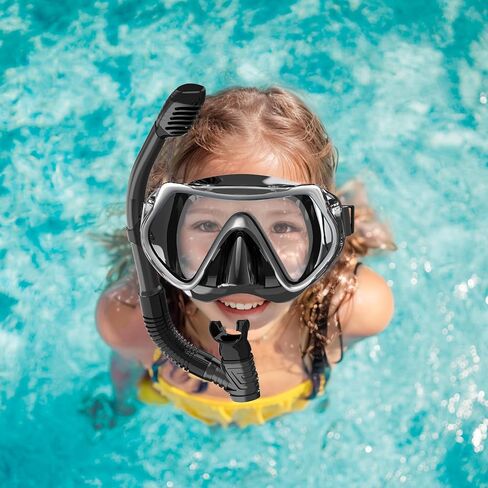 BuyCard معدات الغطس للبالغين، مجموعة الغطس الجافة مع قناع غوص ذو رؤية بانورامية، قناع غوص مضاد للضباب ومضاد للتسرب للغطس والسباحة، مجموعة أدوات الغطس باللون الأسود in Kuwait